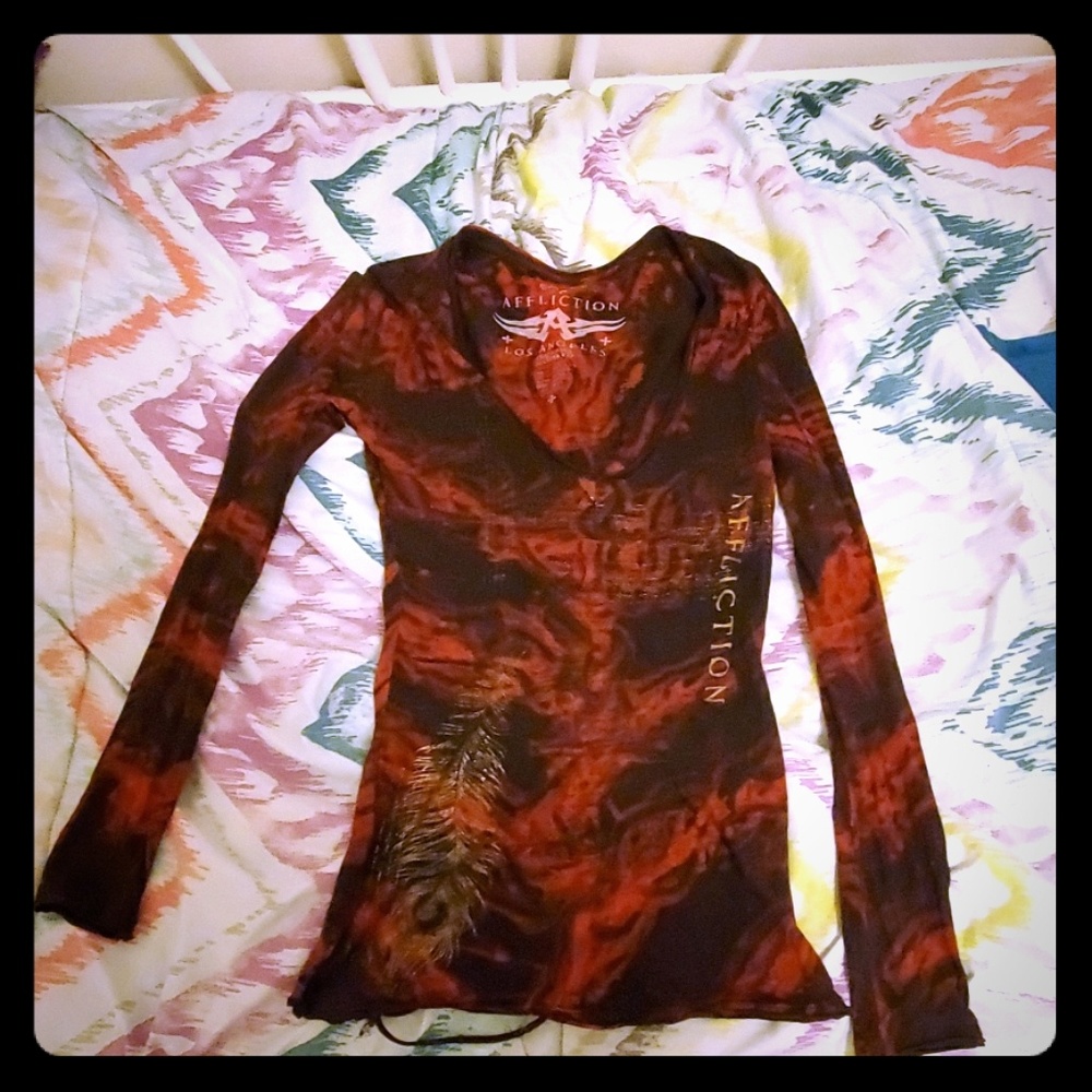 Affliction red long sleeve